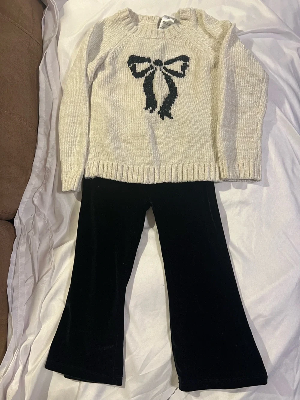 Hudson Baby Black Leggings with Nicole Miller Cream Sweater